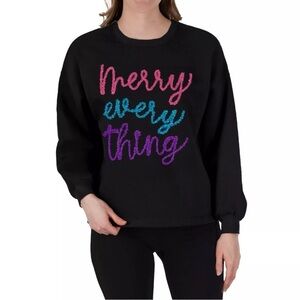 Black Crew Neck Sweater with Colorful Text